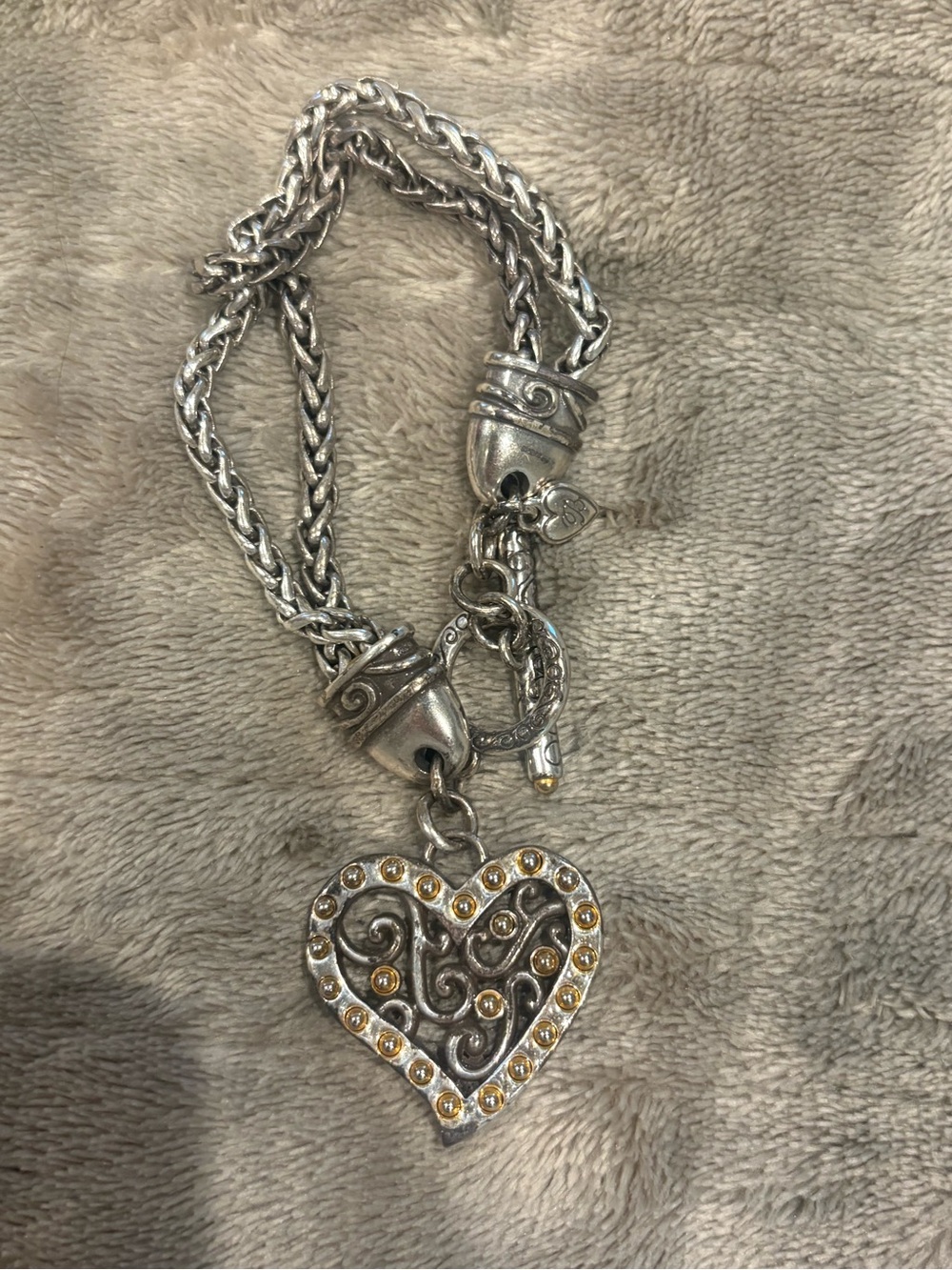 Brighton Silver Heart Pendant Necklace with Gold Accents